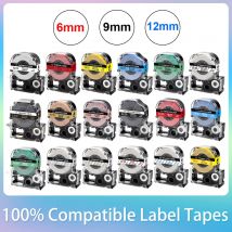 6/9/12mm SS12KW LC-4WBN Label Tape Compatible for Epson SS12KW SS9KW SS6KW Cassette Ribbon For Epson LW-300 LW-400 Label Maker