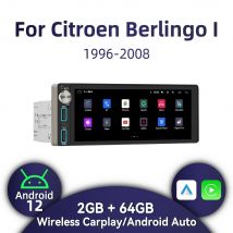 Wireless Carplay Autoradio 6.86 "Schermo 1 Din Radio Android Car Multimedia per Citroen Berlingo I 1996-2008 Unità principale stereo GPS