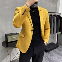 Herren-Anzugjacke aus Hirschleder-Fleece, 2025, Frühjahr, neue hochwertige Single-Button-Slim-Fit-Business-Casual-Anzug-Mantel, Herrenbekleidung