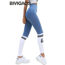 BIVIGAOS Frauen Kontrast Farbe Hip Fahrstuhl Fitness Leggings Sexy Laufsport Leggings Hohe Taille Elastische Workout Leggings Push-Up