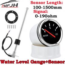 52MM Water Level Gauge with Water Level Sensor 100MM 125MM 150MM 200MM 300MM 400MM 0-190ohm Water Liquid Tank Level Indicator