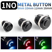 1NO Interruttore a pulsante in metallo impermeabile a testa alta Luce a LED autobloccante/reset 3/6/12/24/220V 8/10/12/16mm Nero ossidato ZiiZ
