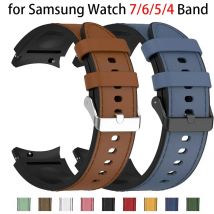 Silikon + Lederarmband für Samsung Galaxy Watch 7 6 4/5 Pro 40 mm 44 mm Band 6 4 Classic 47 43 mm 46 mm Ersatz-Correa-Armband
