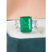 Cellacity Green Emerald Gemstone Rings For Women Engagement Wedding Promise Ring 925 Sterling Female Silver Party jewelry Gift