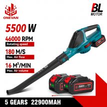 ONEVAN 5500W Brushless Elettrico Ventilatore di Aria Cordless Foglia Polvere Neve Soffiare Pulito Strumento Ad Alta Potenza Per Makita 18V Batteria Spille