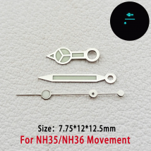 Uhrzeiger für NH34 NH35 NH36 Automatik-Mechanikwerk BGW9 Blau Leuchtend 7,75*12*12,5mm GMT Zeiger Uhrenzubehör