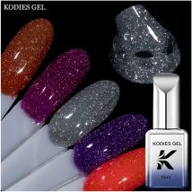 KODIES GEL Reflektierender Gel-Nagellack auf Gummibasis, Sparkle Shine, glitzernder Hybrid-Gel-Lack, semi-permanente UV-Grundfarbe, Gellak