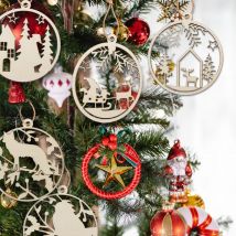 12 teile/schachtel hölzerne hohle Schneeflocke Weihnachten Vintage Anhänger Weihnachten hängen Ornamente für Noel Baum Dekorationen DIY Malerei Geschenke