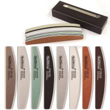 8Pcs/ Halfmoon Schleifpapier Nagel Datei Bunte Holz Nagel Datei Schwamm Puffer Block 80/100/120/180/240/1000/4000 Maniküre Werkzeug Kit