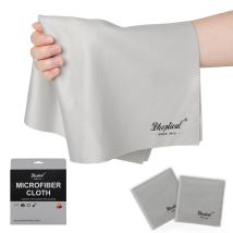 2-teiliges 40 cm x 40 cm großes Mikrofaser-Reinigungstuch für Brillen, Schmuck, Elektronikbildschirme, waschbar, Schwarz/Grau