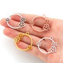 10 stücke 6 Farbe Blume girlande Charms Legierung Für ohrring Anhänger DIY Handgemachten Schmuck Zubehör Machen 33*36mm B203