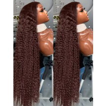 Tiefe lockige Perücken, Echthaar, Schokoladenbraun, 13 x 4, 13 x 6, HD-Spitze-Frontal-Perücke, farbige Wasserwelle, Lace-Front-Perücke für Frauen, 30 38 Zoll