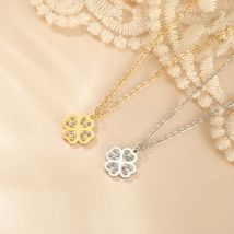 Diamant Herz Klee Anhänger Edelstahl Halskette für Männer und Frauen modische süße romantische Glück Gras Schmuck Geschenk neu
