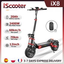 IScooter-patinete eléctrico todoterreno iX8 de 12 pulgadas, Scooter plegable de Doble accionamiento, 2400W, 20Ah, rango máximo de 70KM, velocidad máxima de 60 km/h