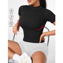Drei Farben erhältlich, kurzärmeliges, schlankes, hochelastisches Sport-Yoga-T-Shirt, lässige einfarbige Fitnesskleidung, Radanzug