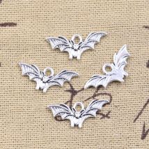 50 Stück Charms Halloween Fliegenfledermaus 9x21mm Antik Silber Farbe Anhänger DIY Handwerk Herstellung von Erkenntnissen Handgefertigter tibetischer Schmuck