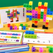 Zauberwürfel Puzzle Bausteine Lernspielzeug für Kinder DIY Bausteine Würfelspielzeug Farberkennung Geburtstagsgeschenke
