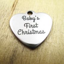 20pcs/lot-baby's first christmas stainless steel charms - Laser Engraved - Customized - DIY Charms Pendants