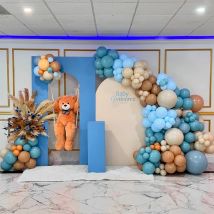 84cps blaue Ballon girlande Bogen blau und Vintage Coco Sand weiße Latex ballons für Baby party Hochzeit Geburtstag Dekoration