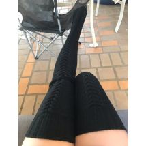 Pończochy damskie zimowe ciepłe damskie dziewczęce czarne białe nad kolanami bardzo długie kobiece plus size ocieplacz na nogi