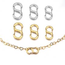 2-5 pezzi in acciaio inossidabile chic lettera S fibbia placcata oro moschettone ganci connettori collana per gioielli fai da te che fanno forniture