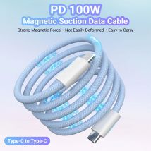 PD 100W Magnetic Suction USB C To USB C Cable 100W PD 3.1 Fast Charging Charger Nylon Braided Wire for iPhone16/15 ipad  xiaomi