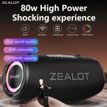 ZEALOT S87 Zewnętrzny przenośny bezprzewodowy głośnik Bluetooth 80W Subwoofer o dużej głośności Wydajność dźwięku IPX6 Wodoodporny kemping.