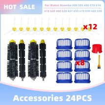 Compatible con iRobot Roomba Serie 600 605 614 620 660 630 631 650 651 655 660 671 680 691 692 694 697 698 585 595 Piezas de Repuesto Accesorios Cepillo Principal Lateral Filtro HEPA