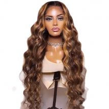 13x4 13x6 Hd Highlight Body Wave Lace Front Wig For Women Remy P4/27 Ombre Human Hair Lace Frontal Human Hair Wigs Choice Glue