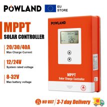 POWLAND 20A 30A 40A MPPT controlador de carga Solar 12V 24V regulador Solar automático Panel Solar para entrada máxima de 100V soporte Lifepo4 Li
