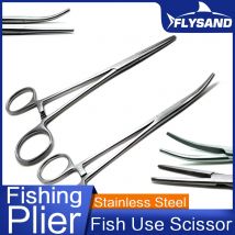 FLYSAND Pinza da pesca in acciaio inossidabile Scissor Line Cutter Hook Remover Pinze Affrontare Morsetti con punta curva Strumenti da pesca