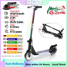Scooter elettrico RCB R12 per bambini dai 6 ai 12 anni, luci colorate, scooter elettrico pieghevole da 6,5", display a LED, scooter elettrico leggero