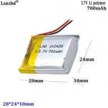 Batteria ai polimeri di litio da 3,7 V 102428 700 mAh Per umidificatore audio dispositivo di bellezza audio ultrasottile adatto sangue elettronico 102530