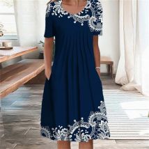 Temperament Kleid Frauen Casual Elegante Kleid Frauen Kurzen Ärmeln Lose Kleider Wochenende Urlaub