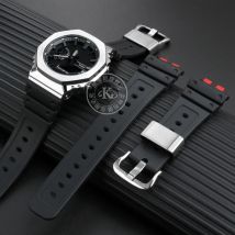 Für Casio GM-B2100 B2100 Harz Silikonarmband G-SHOCK Metall achteckiges Gummiarmband weiches Herrenarmband Zubehör