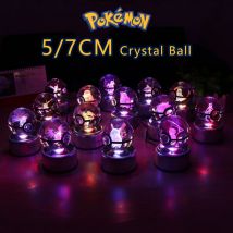 3D Pokemon Crystal Ball 7CM 5CM Mewtwo Pikachu Gengar Crystal Glass Pokemon Ball Pokeball Figurka Lampka nocna LED Podstawa lampy Prezent