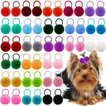10/20/30PCS Ball Shape Dog Bows With Rubber Bands Plush Dog Hair Bows Colorful Puppy Bows Pet Product For Dogs