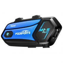 Fodsports M1-S Plus Interfono per moto Casco Auricolare Bluetooth 8 Piloti Comunicatore interfono 2000M, Radio FM, Condivisione musica