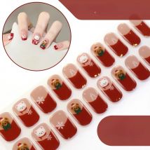 20 Tips Christmas Halloween Series UV Semi-cured Gel Nail Stickers Self Adhesive Not Easy to Fall Off Popular Nail Art Wraps