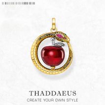 Pendant Rotating Red Apple With Golden Snake Summer Fine Jewelry Europe 925 Sterling Silver Romantic Gift For Woman