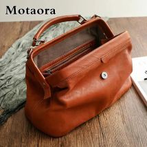 MOTAORA Borsa da medico originale in morbida pelle di bufalo Borsa a tracolla vintage da donna Borsa a tracolla Spaziosa borsa da donna in pelle di vacchetta