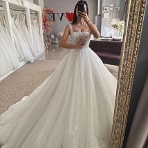 Eightree Elegante Prinzessin Brautkleider 2024, ärmellos, Pailletten, Tüll, Brautkleider, Boho-Strand-Braut-Abschlussballkleid, individuell gestaltet