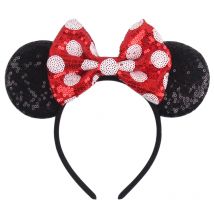 1pc Classic Sequin Hairband Mickey Minnie 3.5 " Mouse Ear Headband Fashion Polka Dot Theme Park Party Women's Hair Accessory