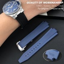 Convex Soft FKM Fluororubber Rubber Watchband for Longines L3 830 835 Hydroconquest Conquest GMT V.H.P 21mm 22mm Watch Strap