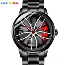 BORUSE Business Herren Quarzuhr Edelstahlarmband Legierung Zifferblatt Quarzwerk Herren Leuchtende Silhouette Uhr Ideale Geschenke