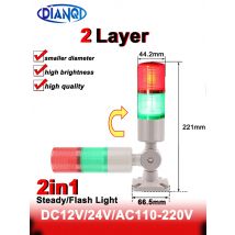 2 Layer 45mm Industrial Multilayer Stack light Red Green LED Signal Alarm caution light for Machinery Lamp AC110-220VDC12V24V