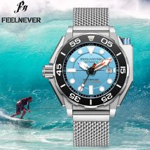 FeelNever Top Marke Luxus Mechanische Uhr Rotierenden Lünette Sport Automatische Uhren für Männer Edelstahl Band Wasserdicht Mann Uhren
