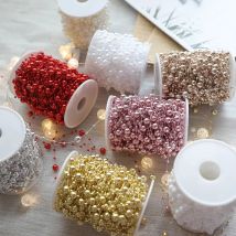 10M/Rolka Perłowy Łańcuszek Dekoracje Świąteczne Zawieszka na Choinkę do Domu Pokoju Dekoracja Imprezowa Nowy Rok DIY Prezent Ozdoba Akcesoria