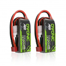 OVONIC 7.4V 2S120C 2200mAh Batteria Lipo Confezione corta con spina T/XT60 per aereo elicottero per aereo RC 1:14 (2 confezioni)