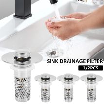 4/2PCS Pop Up Waschbecken Ablauf Filter Edelstahl Bodenablauf Filter Waschbecken Stecker Anti Geruch wasser rohr haar Catcher